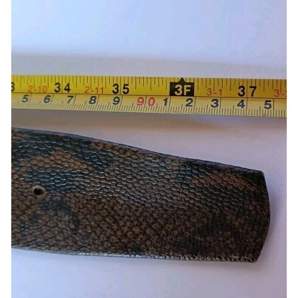 Women\'s Python Snakeskin Wide Belt Brass Buckle Size 32 Stamped Handsome Vintage main image 6